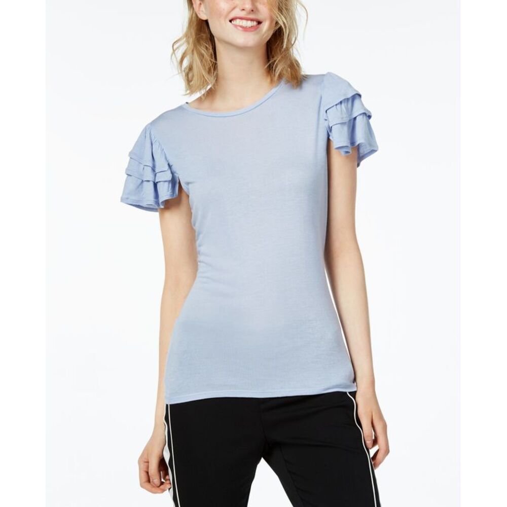 Bar III Ruffled Short Sleeve Top
